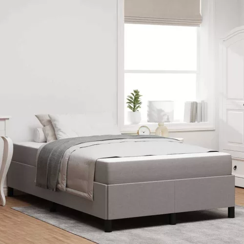 Boxrugós ágy Taupe és Fekete 120 x 200 cm Textil és mérnöki fa