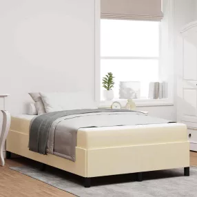   Boxrugós ágy Krém és fekete 120 x 200 cm Textil és mérnöki fa