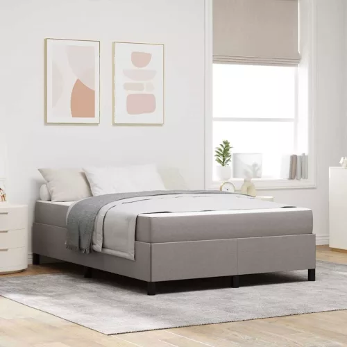 Boxrugós ágy Taupe és Fekete 140 x 200 cm Textil és mérnöki fa