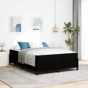   Boxrugós ágy Fekete és fekete 160 x 200 cm Textil és mérnöki fa