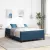 Boxrugós ágy Kék és Fekete 160 x 200 cm Textil és mérnöki fa