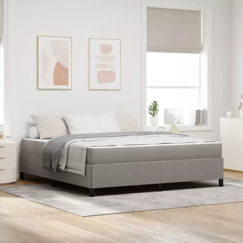 Boxrugós ágy Taupe és Fekete 180 x 200 cm Textil és mérnöki fa