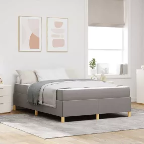   Boxrugós ágy matracmal Taupe és fehér 140 x 190 cm szövet
