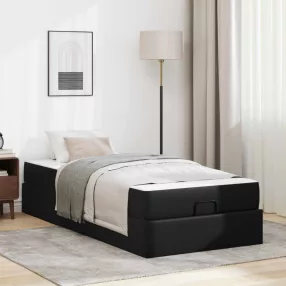 vidaXL Ágykeret matraccal Egyéb 2 pcs Fekete PVC