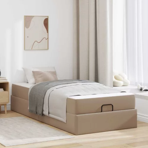 vidaXL Ágykeret matraccal Egyéb 2 pcs Sárgásbarna PVC
