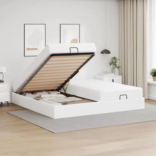 vidaXL Ágykeret matraccal matracmal 2 pcs Fehér PVC