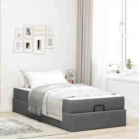  Ágykeret matraccal matracmal 2 pcs Homályos Szürke szövet