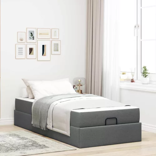 Ágykeret matraccal matracmal 2 pcs Homályos Szürke szövet