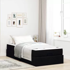 Ágykeret matraccal matracmal 2 pcs Fekete szövet