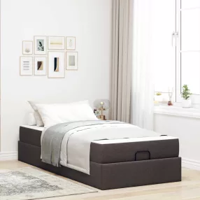 Ágykeret matraccal matracmal 2 pcs Sárgásbarna szövet