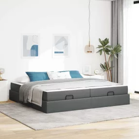   vidaXL Ágykeret matraccal matracmal 2 pcs Homályos Szürke szövet