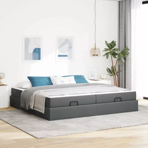 vidaXL Ágykeret matraccal matracmal 2 pcs Homályos Szürke szövet
