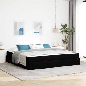 vidaXL Ágykeret matraccal matracmal 2 pcs Fekete szövet