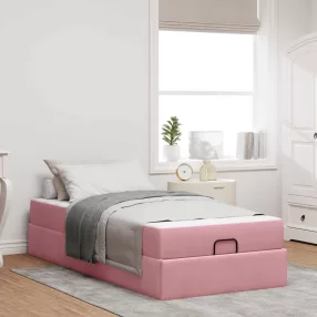 vidaXL Ágykeret matraccal 2 pcs Rózsaszín Bársony
