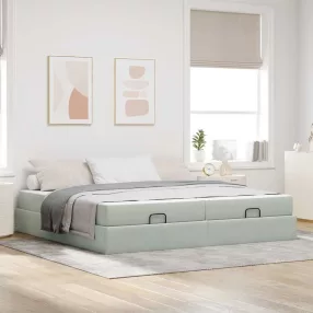   vidaXL Ágykeret matraccal matracmal 2 pcs Világosszürke Bársony