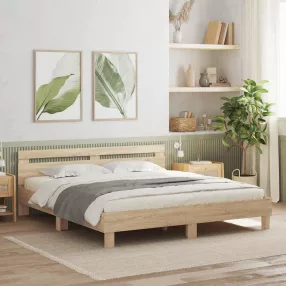   vidaXL Ágykeret leddel fejtámlával Sonoma 193 x 203 cm Faanyag