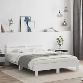  vidaXL Ágykeret leddel fejtámlával Fehér 137 x 190 cm Faanyag