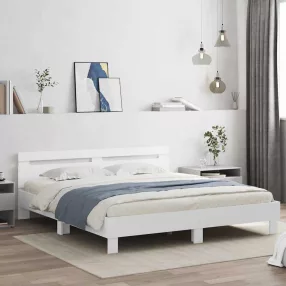   vidaXL Ágykeret leddel fejtámlával Fehér 193 x 203 cm Faanyag