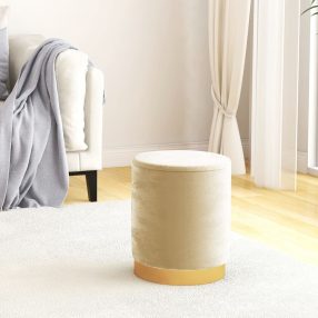 barackszínű kerek bársonyülőke tárolóval 31 x 37 cm