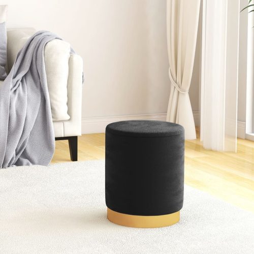 fekete kerek bársonyülőke tárolóval 31 x 37 cm