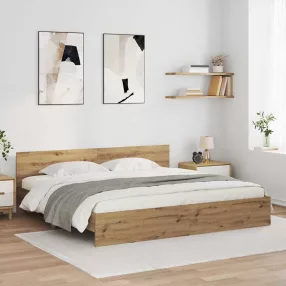   Ágykeret LED -es lámpákkal Artisan tölgy 180 x 200 cm Faanyag