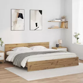   Ágykeret LED -es lámpákkal Artisan tölgy 200 x 200 cm Faanyag