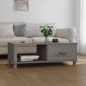   HAMAR világosszürke tömör fenyőfa dohányzóasztal 100x55x35 cm
