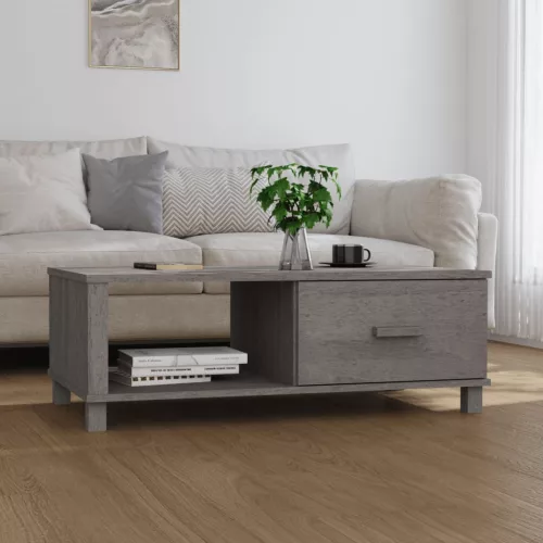 HAMAR világosszürke tömör fenyőfa dohányzóasztal 100x55x35 cm