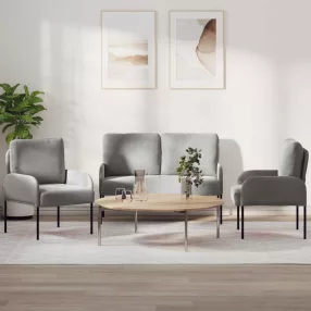   Ülőgarnitúrák 3 db Világosszürke 115 x 56 x 80 cm Bársony