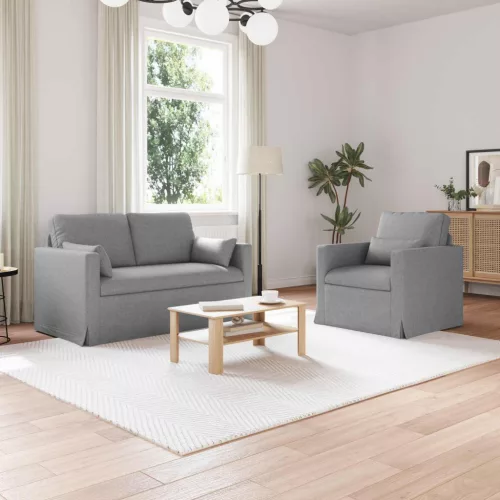 vidaXL Kanapé Szett 2 pcs Világosszürke 139 x 78 x 80 cm szövet