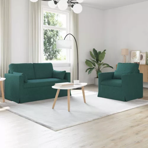 vidaXL Kanapé Szett 2 pcs Sötétzöld 139 x 78 x 80 cm szövet