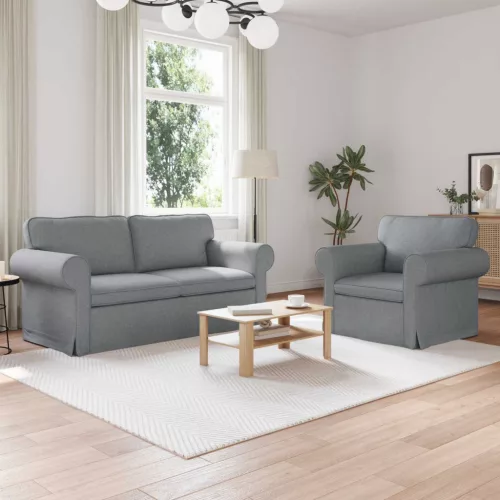 Kanapé Szett 2 db Világosszürke szövet
