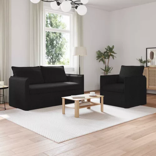 Kanapé Szett 2 db Fekete Szövet