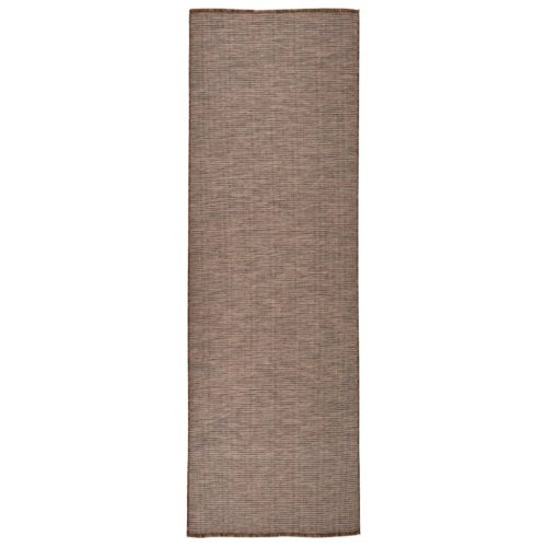 barna lapos szövésű kültéri szőnyeg 80 x 250 cm