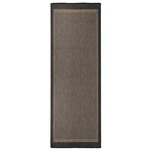 sötétbarna lapos szövésű kültéri szőnyeg 80 x 250 cm