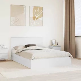   Tárolós Ágy fejtámlával fiókkal Fehér 140 x 200 cm Faanyag