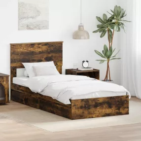   Tárolós Ágy fejtámlával Füstölt tölgy 75 x 190 cm Faanyag