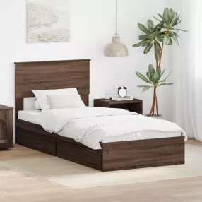   Tárolós Ágy fejtámlával fiókkal Barna Tölgy 75 x 190 cm Faanyag