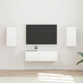 TV falit kabinet szett 4 pcs Magas Fényű Fehér Faanyag