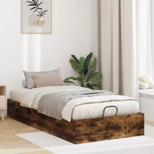 vidaXL Ottomán Ágykeret Füstölt Tölgy 203 x 90 x 25 cm Mérnöki fa