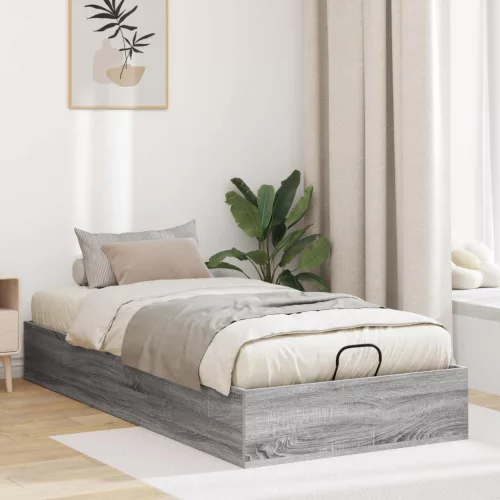 vidaXL Ottomán Ágykeret Szürke Sonoma 203 x 90 x 25 cm Mérnöki fa