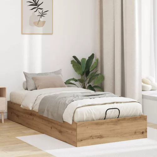 vidaXL Ottomán Ágykeret tárolóval Artisan tölgy 80,5 x 200 cm Faanyag