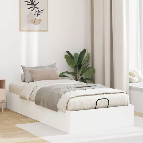 vidaXL Ottomán Ágykeret tárolóval Fehér 193 x 90 x 25 cm Mérnöki fa