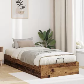   vidaXL Ottomán Ágykeret tárolóval Öreg fa 193 x 90 x 25 cm Mérnöki fa