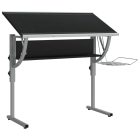 fekete-szürke szerelt fa és acél íróasztal 110x53x(58-87) cm