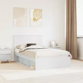   vidaXL Ágykeret fejtámlával Fehér 120 x 200 cm Tömör fenyőfa