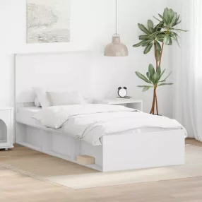 Ágykeret fejtámlával Fehér 90 x 200 cm Tömör fenyőfa