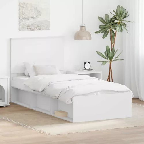 Ágykeret fejtámlával Fehér 75 x 190 cm Tömör fenyőfa