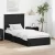 vidaXL Tárolós Ágy fejtámlával fiókkal Fekete 90 x 190 cm Faanyag