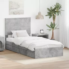   vidaXL Tárolós Ágy fejtámlával Beton Szürke 75 x 190 cm Faanyag